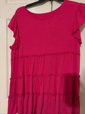 Hot Pink Tiered Ruffle Sleeve Shirt